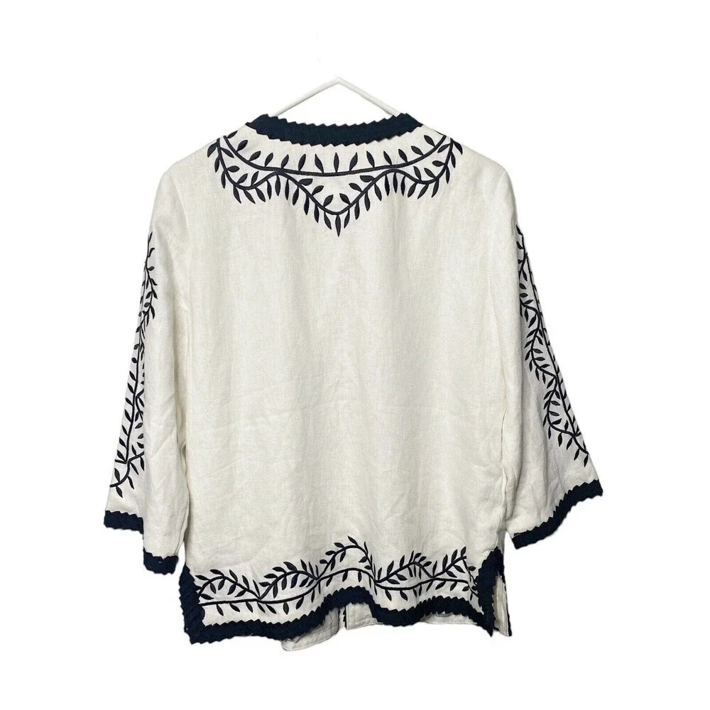 27. Linea Louis Dell olio medium Jacket linen cardigan jacket white Black